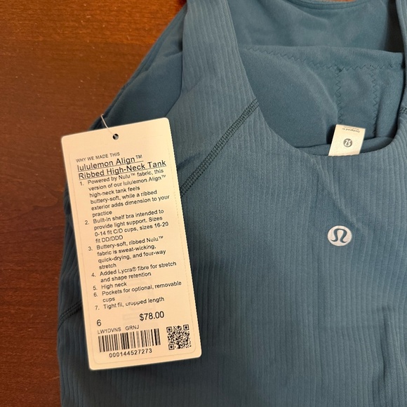 Lululemon Align Ribbed High-Neck Tank (Size 6) Green Jasper NWT - Picture 3 of 4